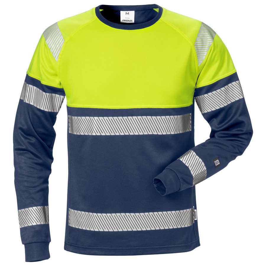 dividend Begeleiden karakter Fristads High vis T-shirt met lange mouwen klasse 1 7519 THV Hi-Vis geel /marineblauw