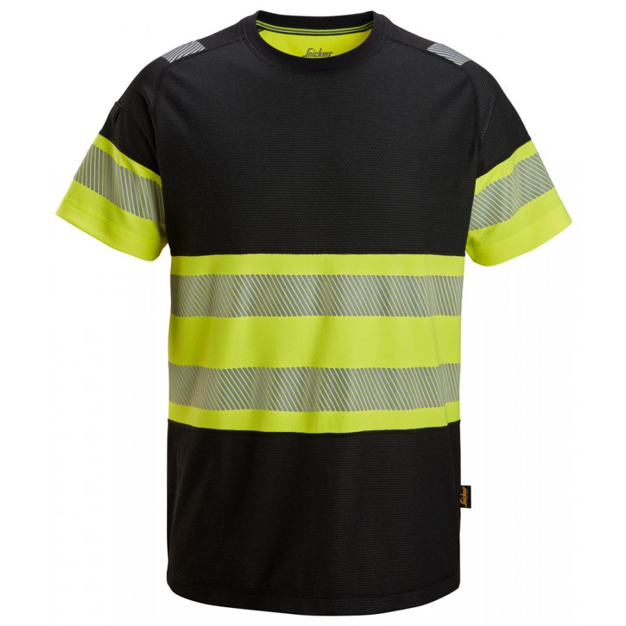 Snickers 2538 High-Vis Klasse 1 T-Shirt Zwart/High-Vis Geel Kopen bij CDM  Bedrijfskleding | Snelle Levering